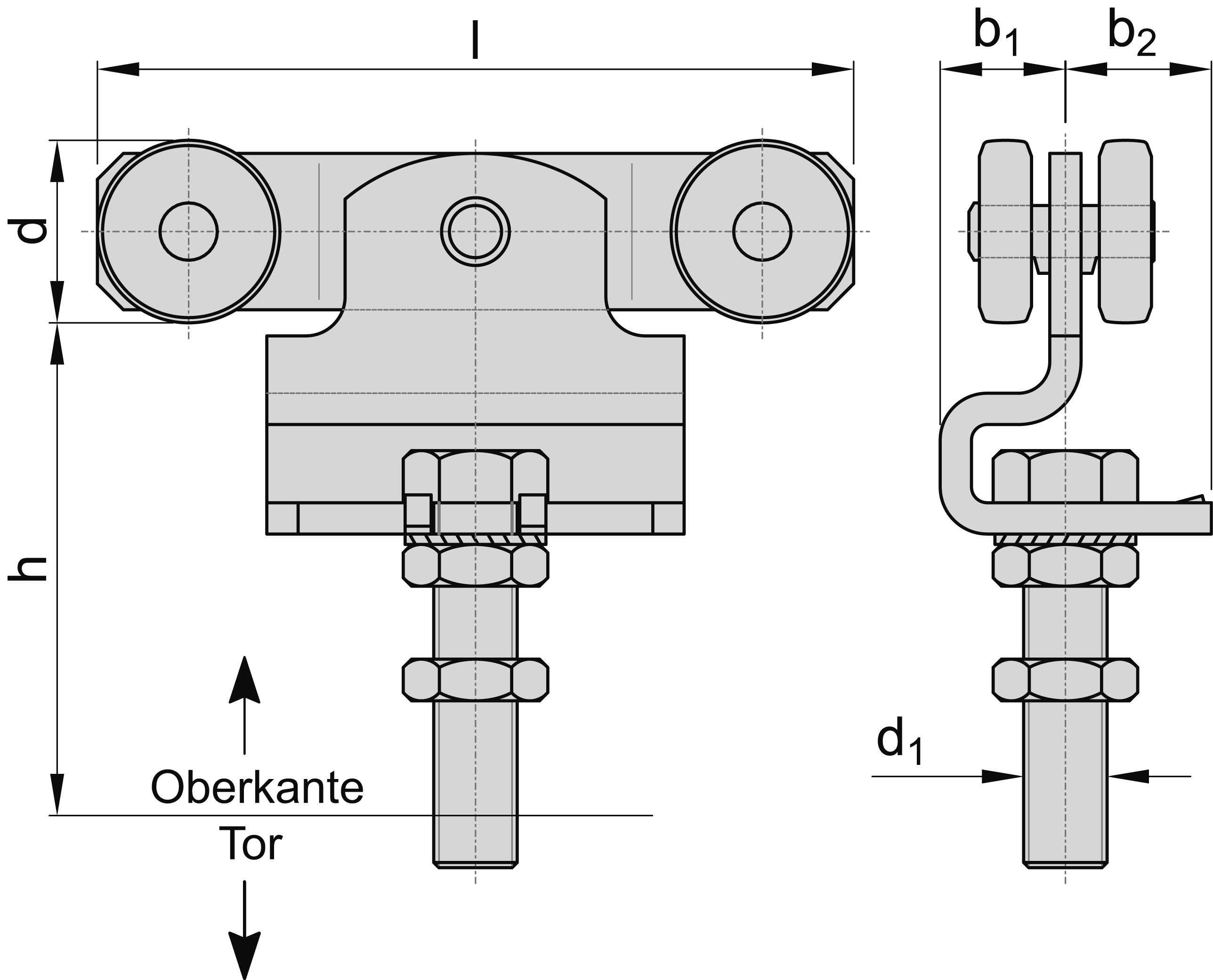 Doppelrolle Schiebetor MEA Gr- 3 verzinkt Ø 48 mm bis 600 kg 10336430-60-0092.7
