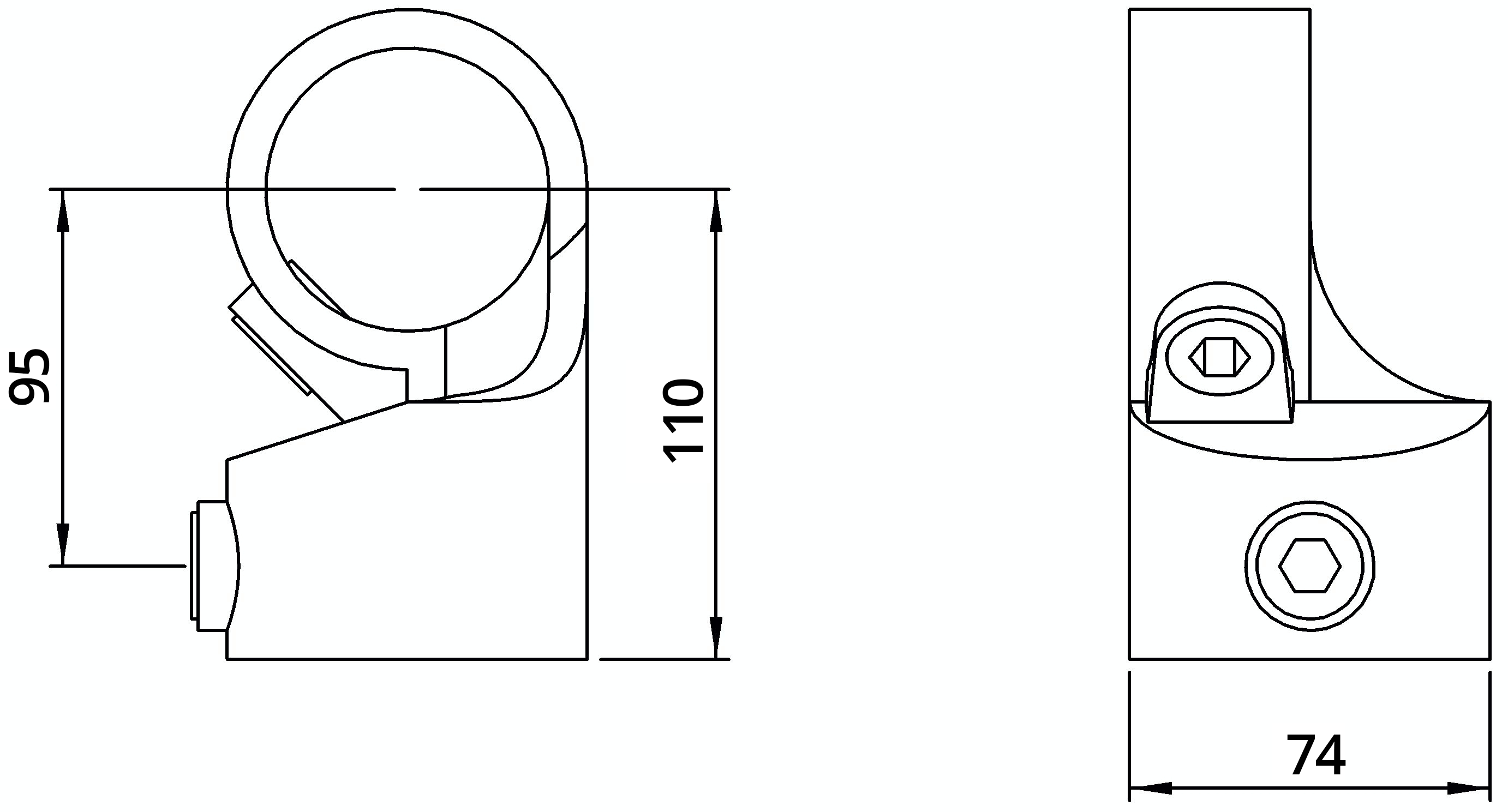 Rohrverbinder - Winkelgelenk verstellbar - 1 Stueck - 148E60 - 60-3 mm - 2- - Feuerverzinkt u. Elektrogalvanisiert-148E60