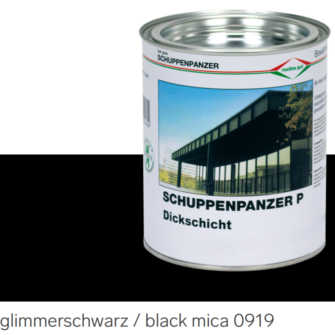 SCHUPPENPANZER-P Dickschicht 0919 glimmerschwarz 750 ml fuer Zaeune und STAHL-67-1066.8