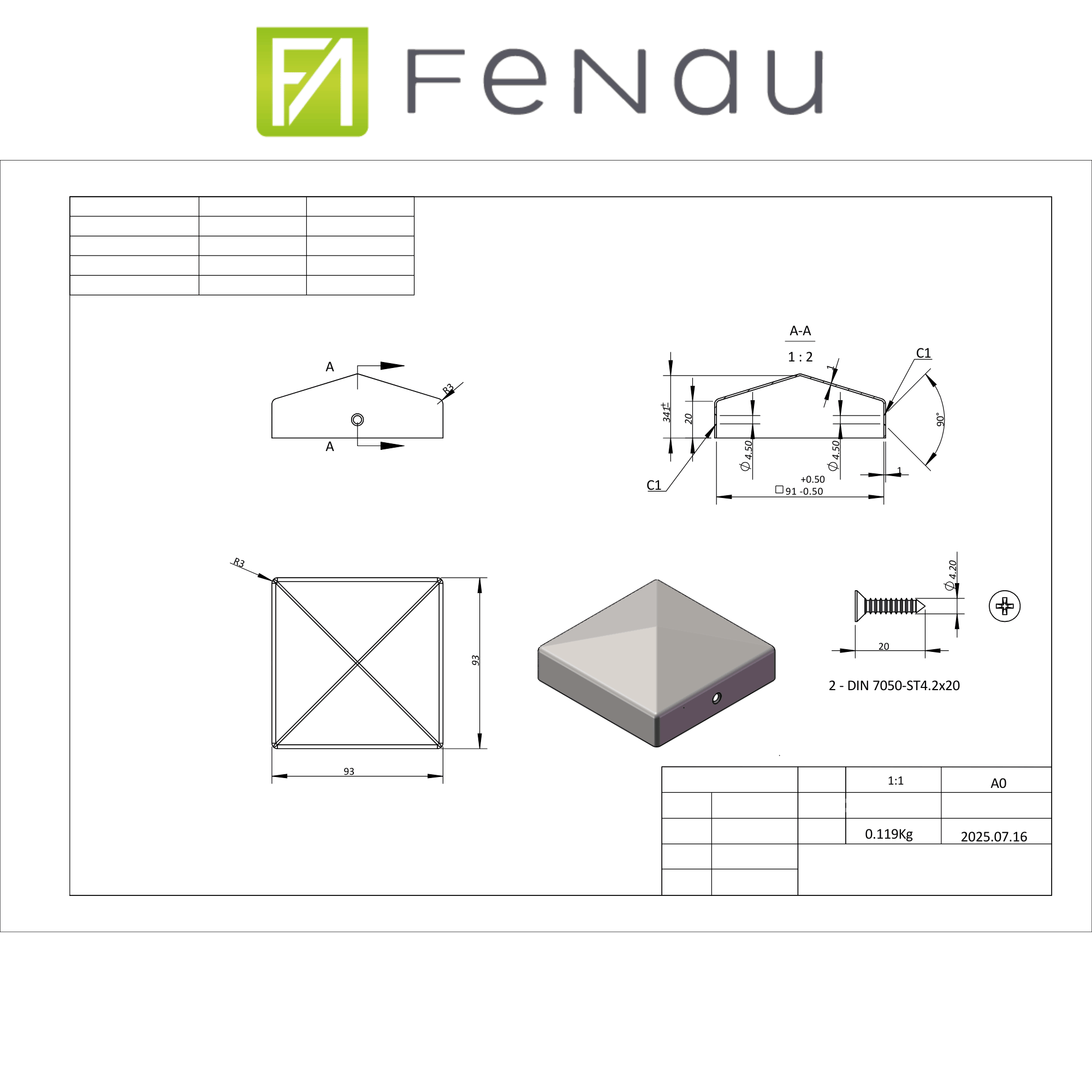 Pfostenkappe 90x90 mm Edelstahl V2A geschliffen – 10er Set inkl. Schrauben-60220-90-022