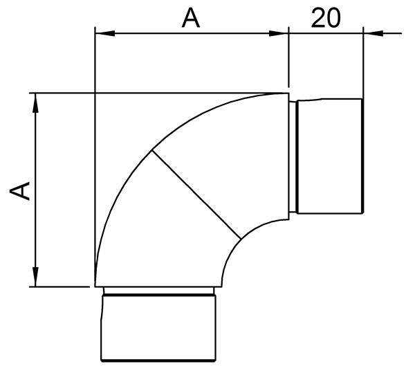 Rohrbogen V2A Ø 42-4 x 2-0 mm 90° verstellbar zum Stecken-11-3643.4