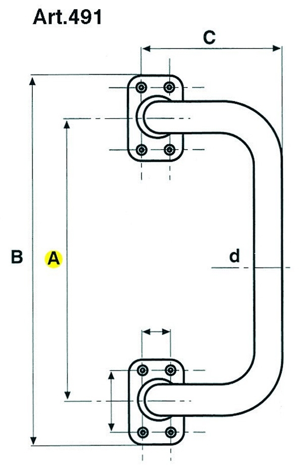 Tuergriff fuer Schiebetore - seitlich gekruemmt - Stahl S235JR-30-4195.8