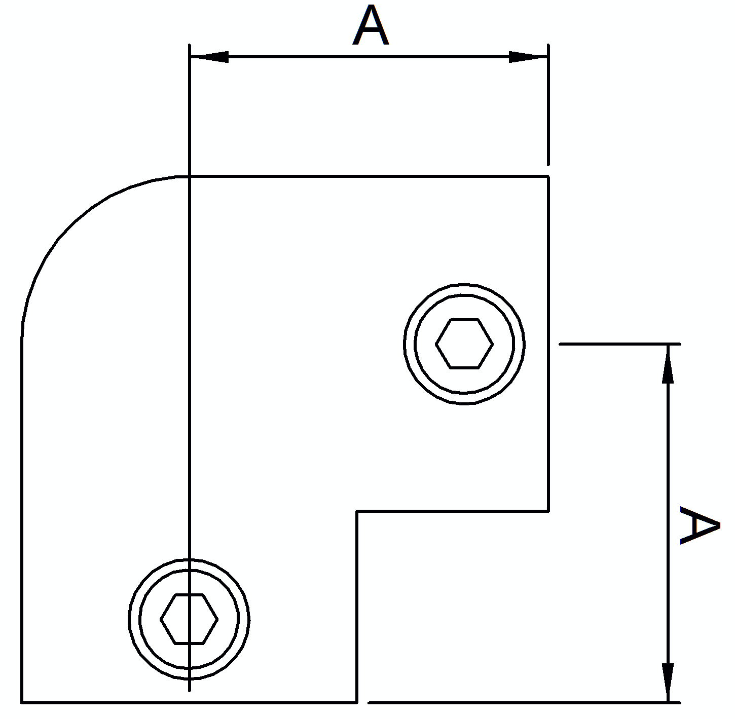 Rohrverbinder - Bogen 90° - 125S17 - 17-2 mm - 3-8- - Feuerverzinkt u. Elektrogalvanisiert-125S17