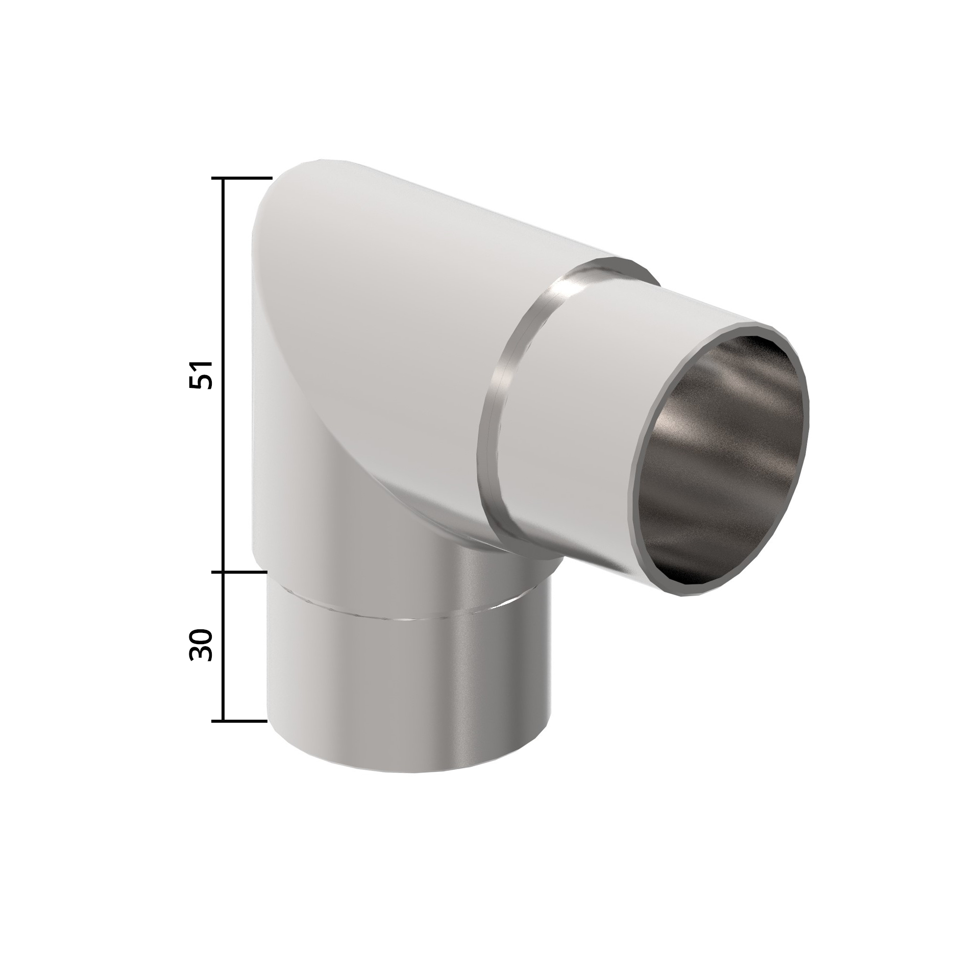 Einsteckbogen V2A Ø 42-4 x 2-0 mm 90° geschliffen zum Kleben-11-3611-A.4