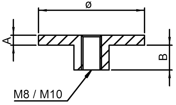 Platte flach mit M8 fuer Rohr Ø 33-7 mm V2A-11-5265.4