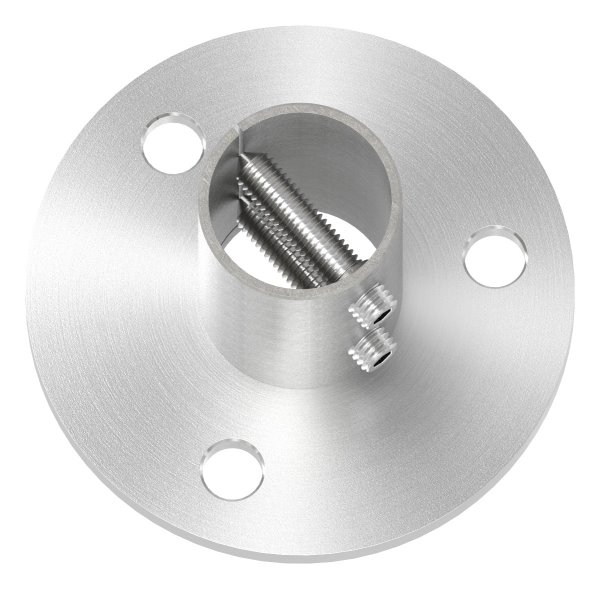 Wand- und Bodenanker  Masse- Ø 100x6 mm  fuer Rundrohr Ø 42-4x2-5 mm - V2A-11-3013.4