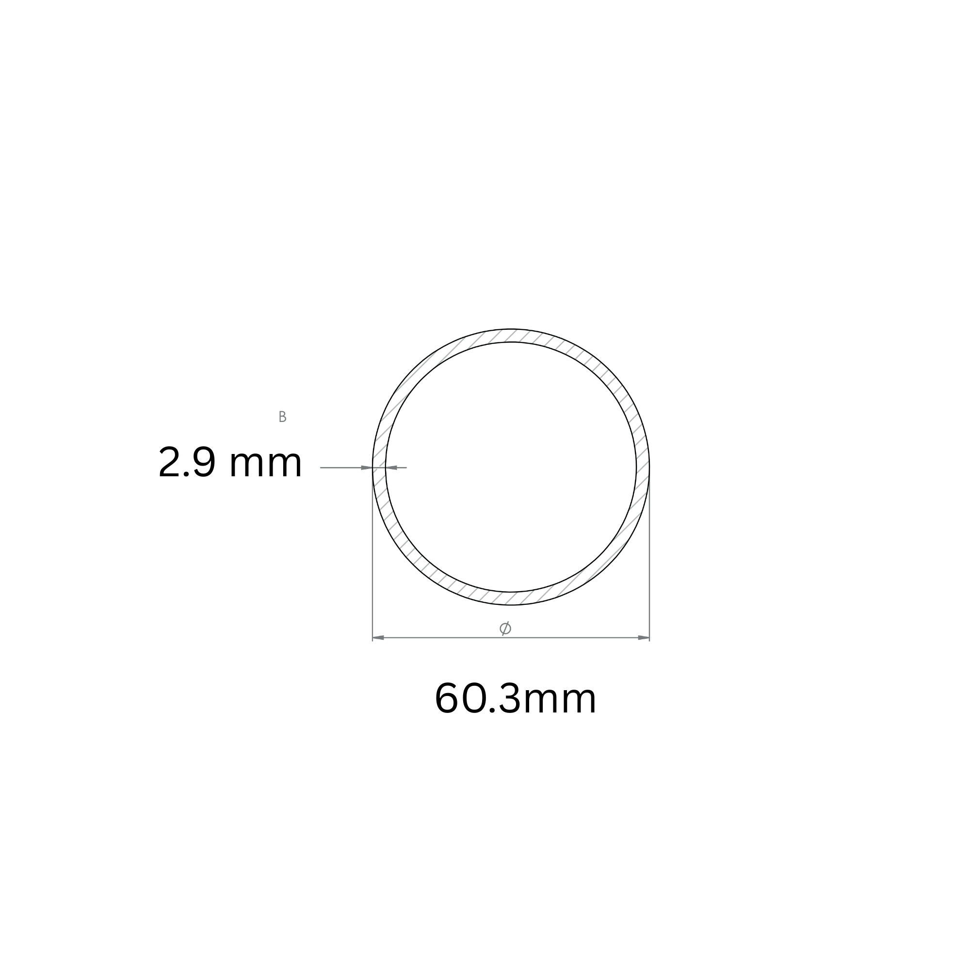 Rundrohr Ø 60-3x2-9 mm Laenge- 6000 mm Stahl S235JR- roh-30-2125.8