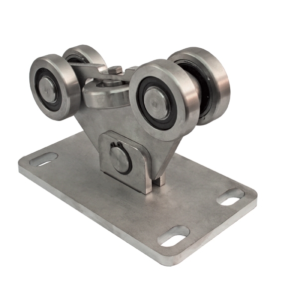 Laufwagen 5-raedrig Edelstahl V2A fuer Torprofil 60x60 mm-89-11H834BP460X60-A.4