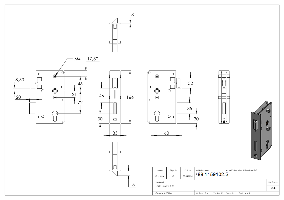 Rohrrahmenschloss passend zu 88-1159102-K-88-1159102.S
