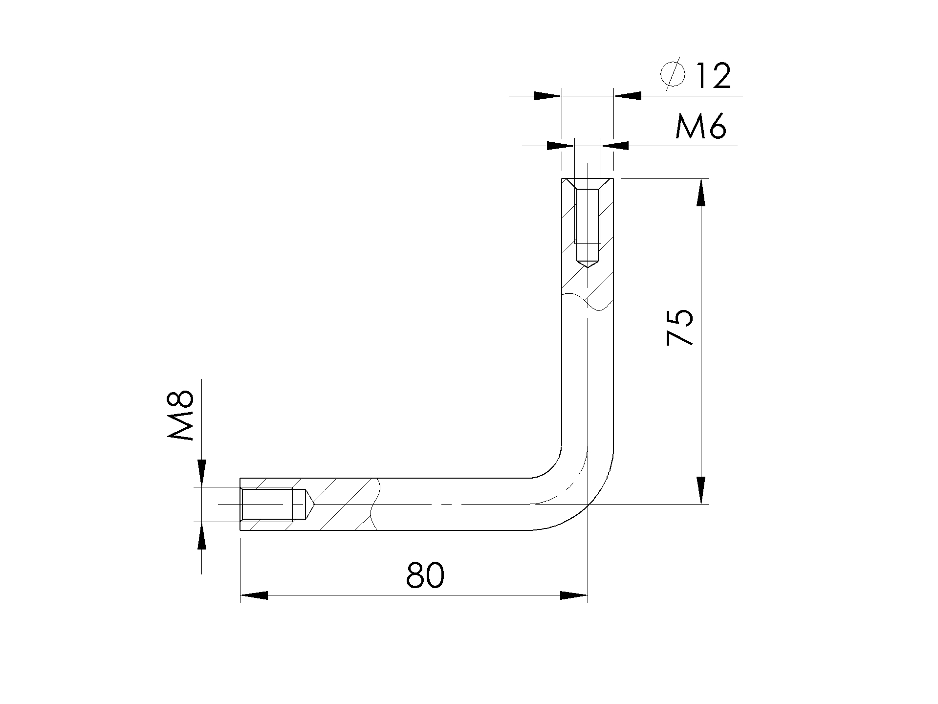 Edelstahl Buegel Ø 12 mm - 2x M6 Innengewinde -V2A-11-2335-A.4