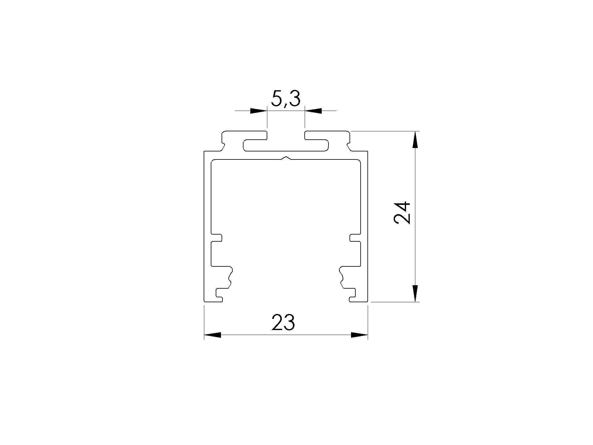 Handlaufprofil Aluminium 23 x 24 x 2500 mm fuer LED-Band-89-11AL23X242500LED-A.4