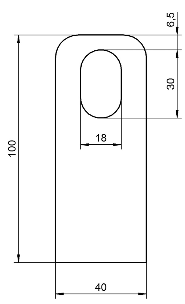 Anschweisslasche - Masse- 100x40x8 mm - Langloch- 30x18 mm - Stahl -roh- S235JR-30-3553.8
