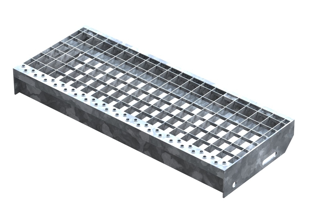 Gitterroststufe Treppenstufe Masse- 600x240 mm 30-30 mm S235JR -St37-2- im Vollbad feuerverzinkt-40-602430.7