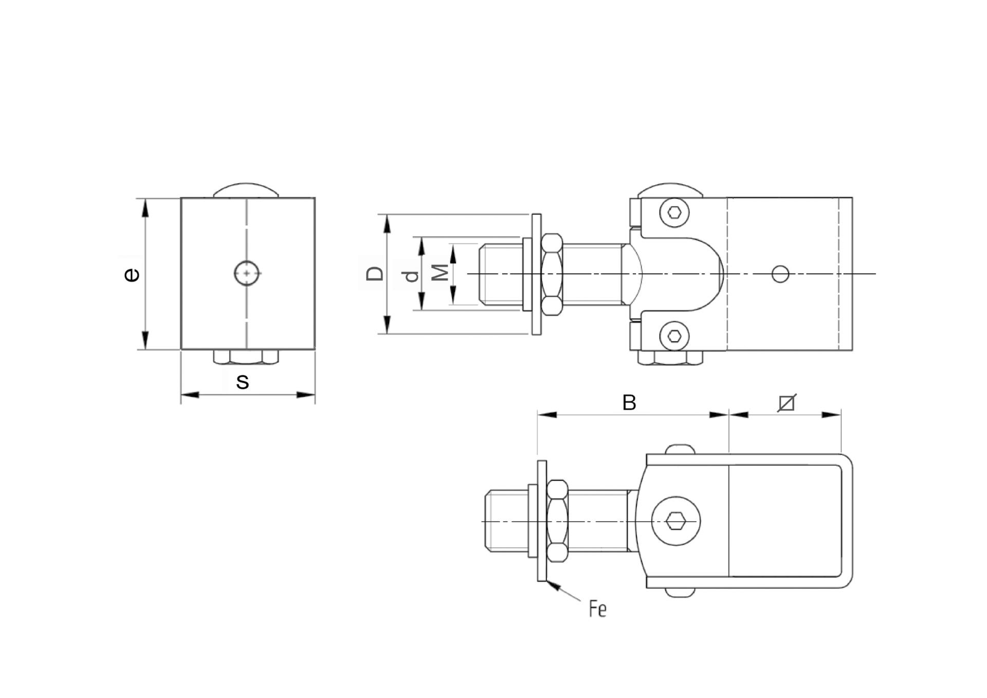 Einstellbares Torband Stahl verzinkt M20 fuer 40x40 mm Pfosten bis 300 kg-89-11D422M2040X40-A.4