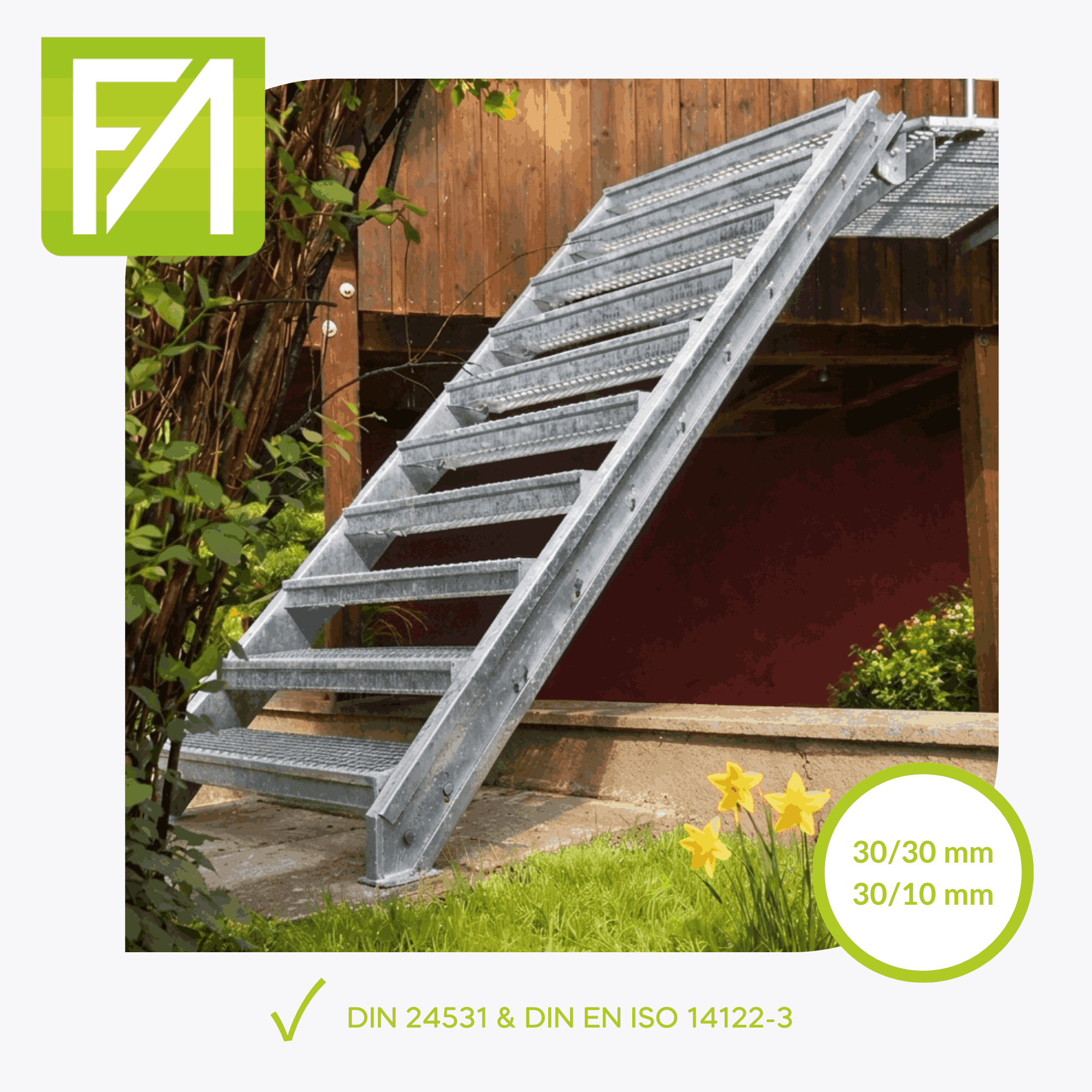 Gitterroststufe 1200 x 240 MW 30-30 TS 40-2 Rutschhemmung R10-24-1202430402.7