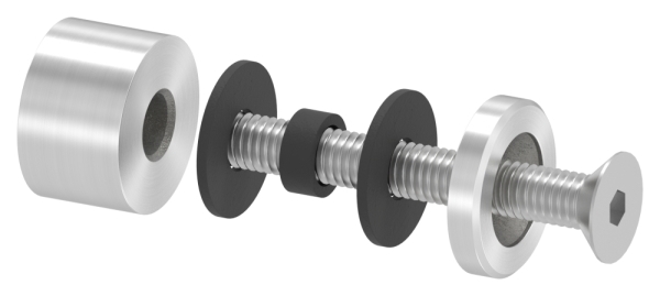 Glaspunkthalter Ø 16 mm- V2A- Anschluss- Flach- inkl- Senkkopfschraube -Schilderhalter-88-1160261.240