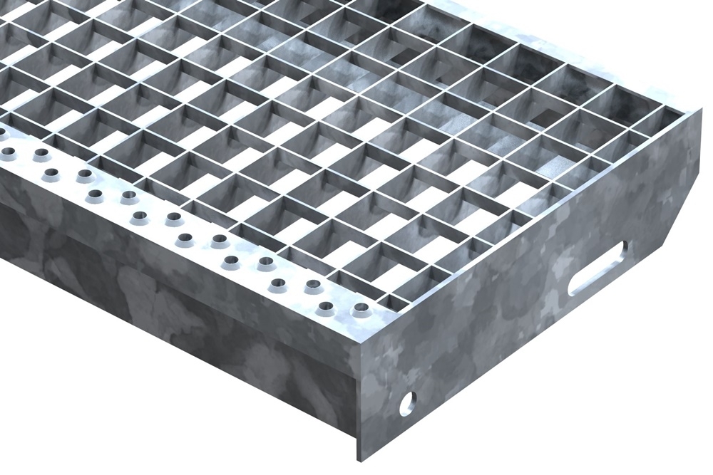 Gitterroststufe Treppenstufe Masse- 1200x240 mm 30-30 mm S235JR -St37-2- im Vollbad feuerverzinkt-40-1202430.7