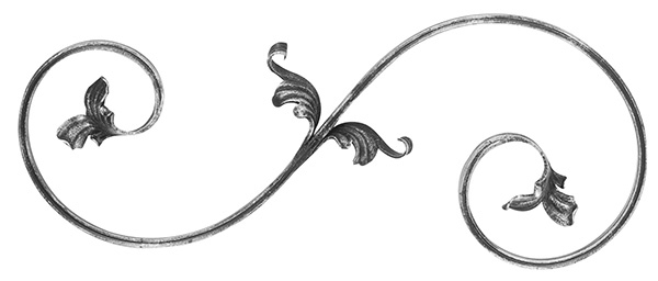 Barockelement - links - Schwerbarock - Masse- 220x540 mm - Material- 16x8 mm - Stahl S235JR- roh-30-1810.8