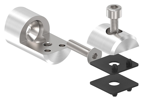 Blechhalter - Plattenhalter Ø 25 mm Edelstahl V2A – Anschluss 60-3 mm inkl- Schrauben - Gummieinlage-12-2104.4