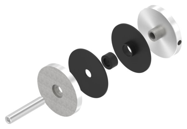 Glaspunkthalter Ø 62 mm- V2A- Anschluss- Flach mit AbP-10-6200.4