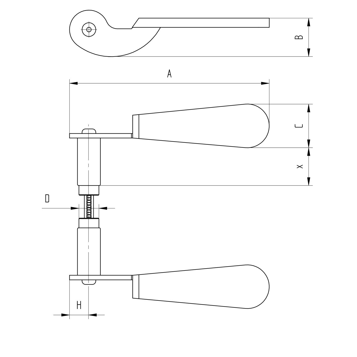 Ziertuerdruecker Stahl verzinkt L145mm- Dorn Ø 17mm- Paar-89-11D228ZN-A.4