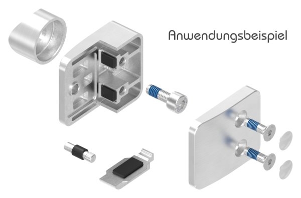 Sichtschutz Endglasklemme Edelstahl V2A eckig gerade-88-1126-EK.V2A