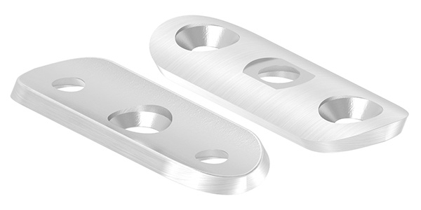 Handlaufanschlussplatte 63x25x4 mm fuer Rohr Ø 42-4 mm mit gesenkten Aussenbohrungen V2A-11-2142.4G