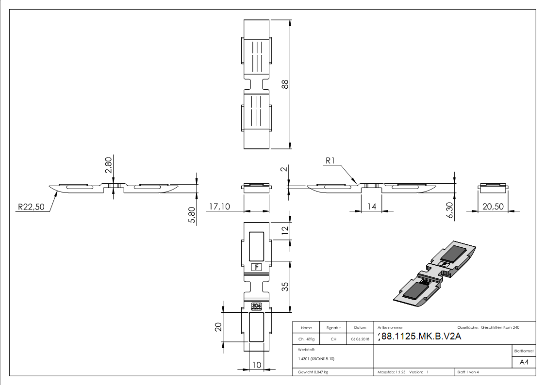 Sichtschutz Sicherungsboden MK Mod- 25- in V2A-88-1125-MK-B.V2A