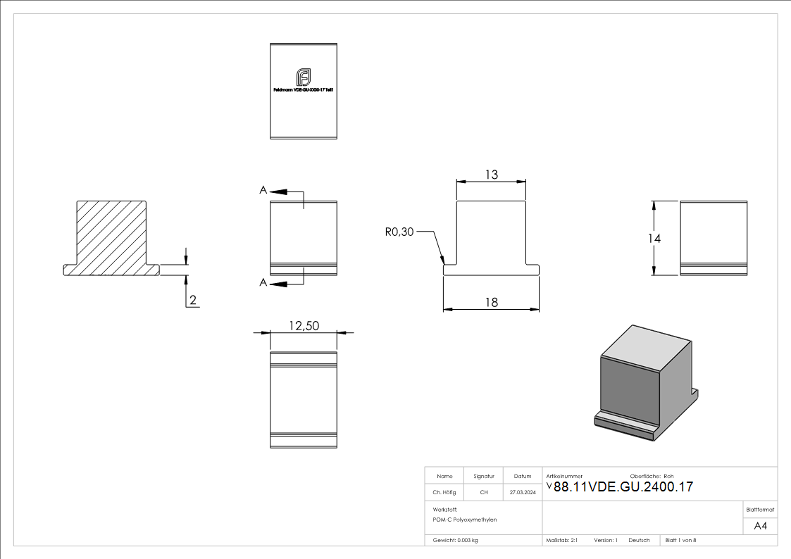 Montage-Set Glas 17-52mm eleganza canopy- fuer L=2405mm-88-11VDE-GU-2400.17