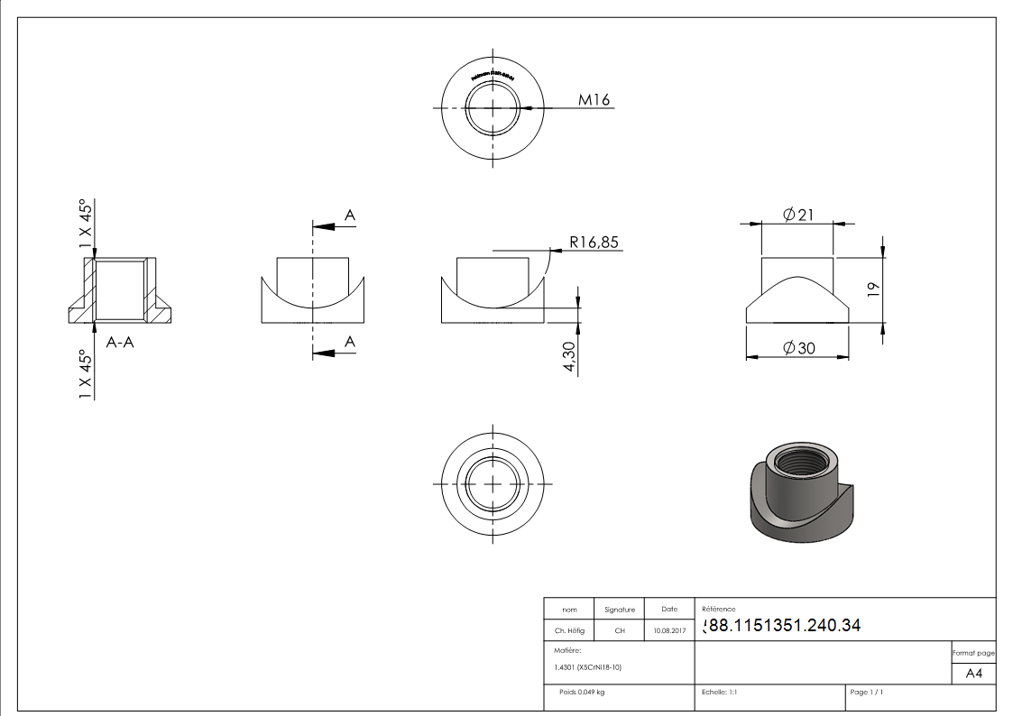 Einschweissmuffe fuer Torband M16 - 33-7mm-88-1151351-240.34