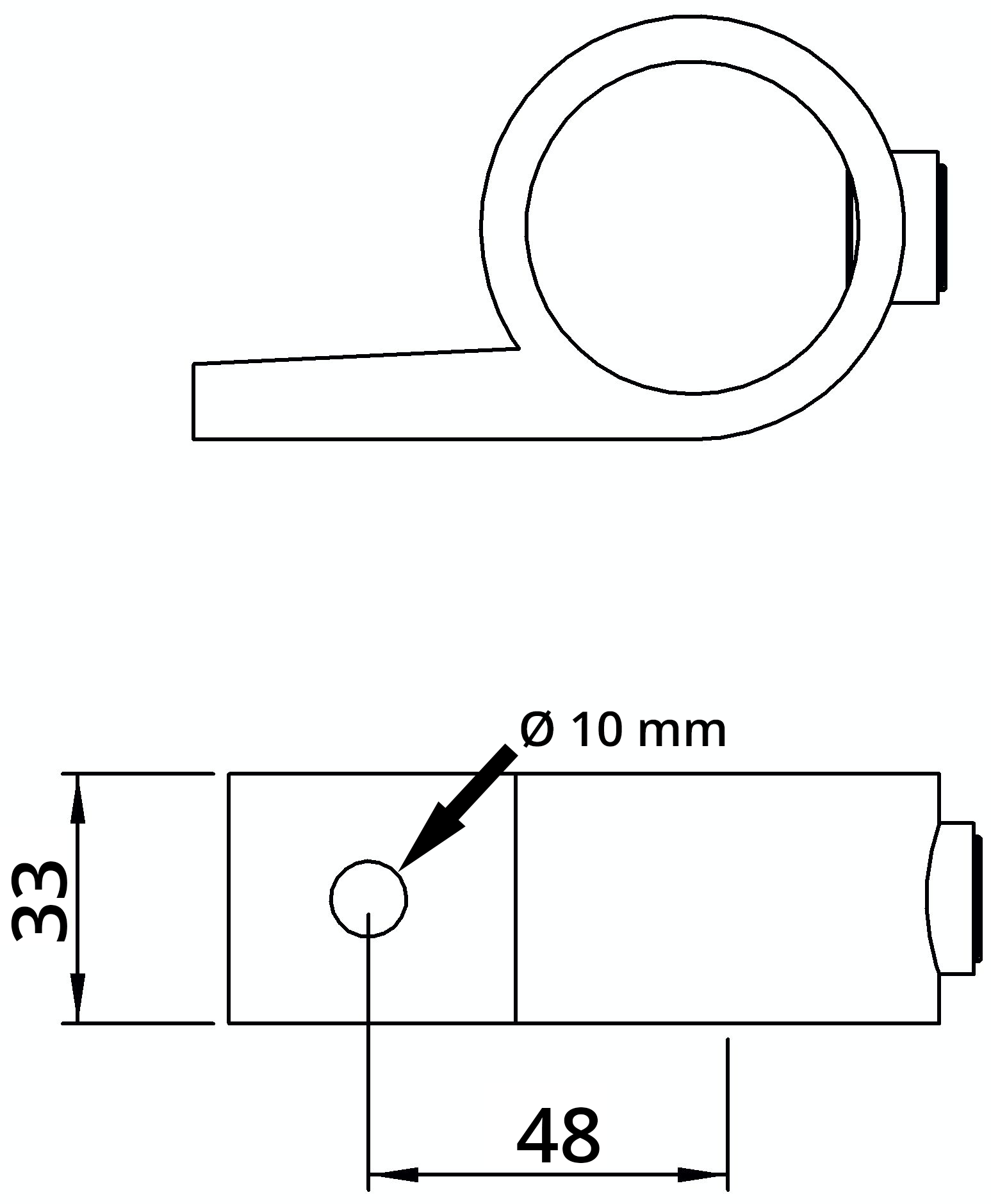 Rohrverbinder Befestigungsring mit Flansch 1 Bohrung Ø 42-4 mm -1 1-4- - Temperguss verzinkt - 199C42-199C42