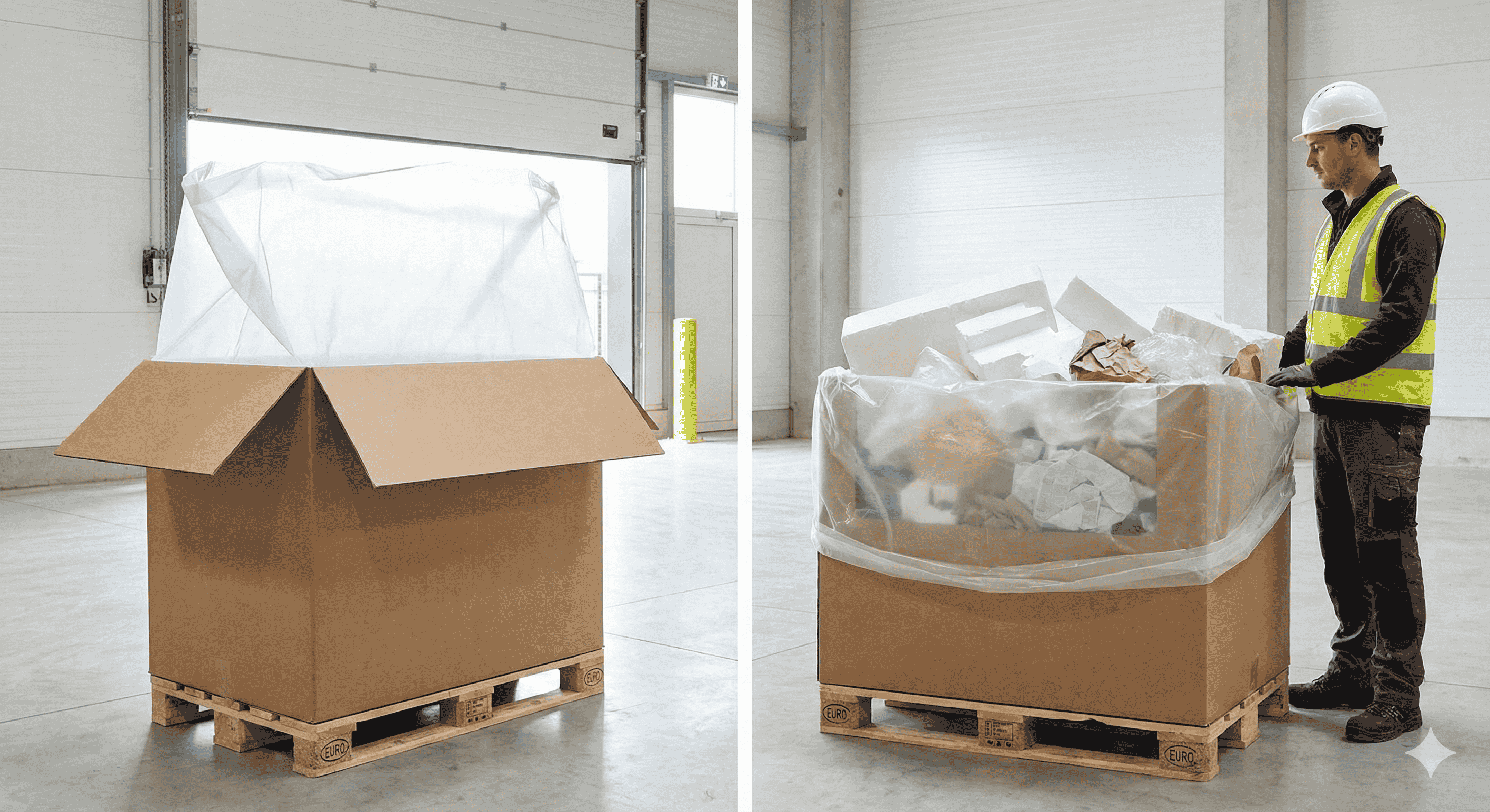 40x Container Inliner 2500 Liter 90my Transparent - XXL Abdeckhaube fuer Paletten - Industrie Qualitaet-1SFB1250-850X210090