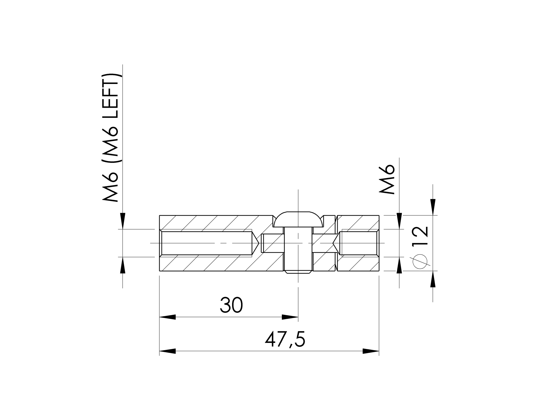 Seilterminal Edelstahl AISI 316 M6 Gelenk geschliffen-89-11A147334M6-A.4