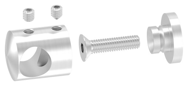 Querstabhalter FLACH Edelstahl  V2A Gelaender Stabhalter fuer Rundstaebe 14 mm inkl- Schrauben-11-1012.4