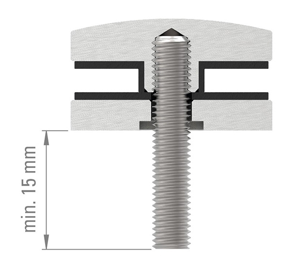 Glaspunkthalter Ø 52 mm- V2A- Anschluss- Flach -mit abP-10-5100.4