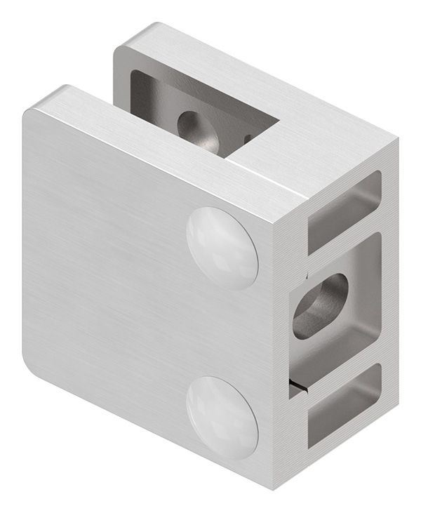 Glasklemme 30x30x18 mmØ 33-7 mm- fuer 8-00 mm ESG Glas-10-MODELL22-3.7