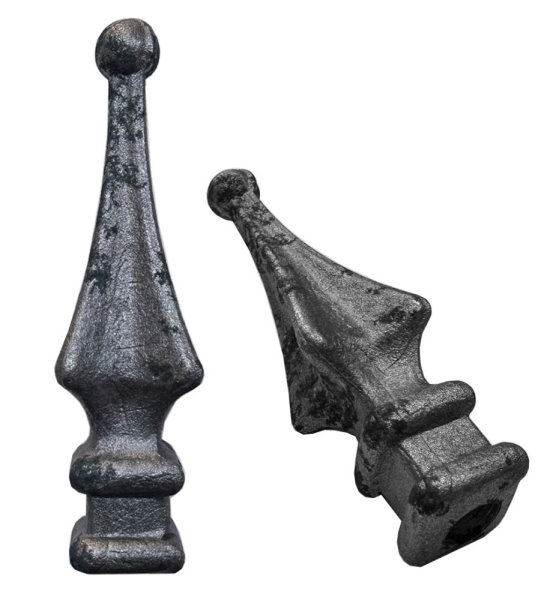 Zaunspitze Stahl roh Ansatz 24x24 mm- Hoehe 120 mm- mit Bohrung Ø 12-7 mm-88-1132501.ML