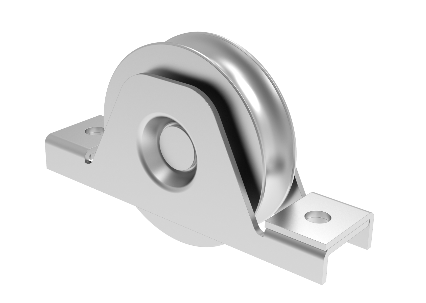 Schiebetorrolle Stahl verzinkt Ø 80 mm U-Rille R8 mit Aussenstuetzplatte-89-11H38U80C-A.4