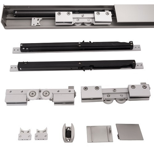 Glastuer Schiebetuersystem Oberfuehrung Soft-Stop- Alu eloxiert- 3000mm- 8-12mm Glas-89-11GSALP8107NE3M-A.4