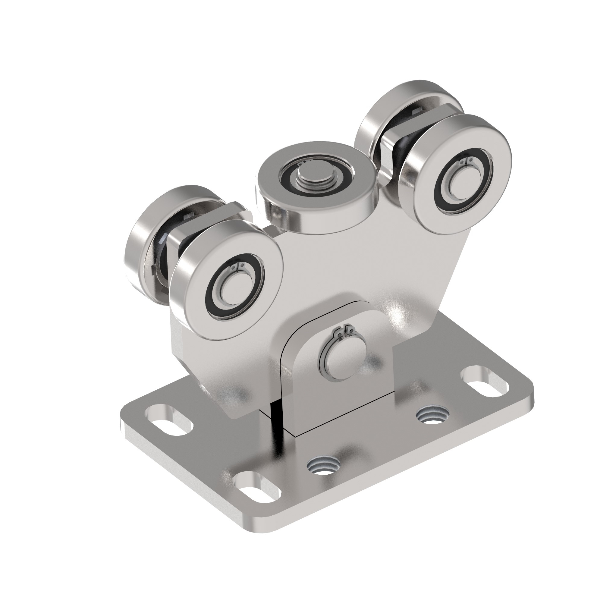 Laufwagen 5-raedrig Edelstahl V2A fuer Torprofil 60x60 mm-89-11H834BP460X60-A.4