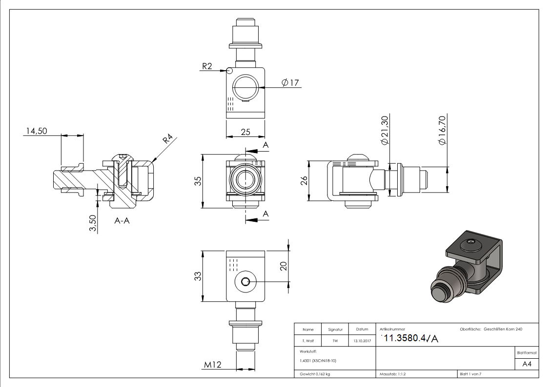 Torband - M12 - zum Anschweissen - verstellbar - V2A-11-3580.4