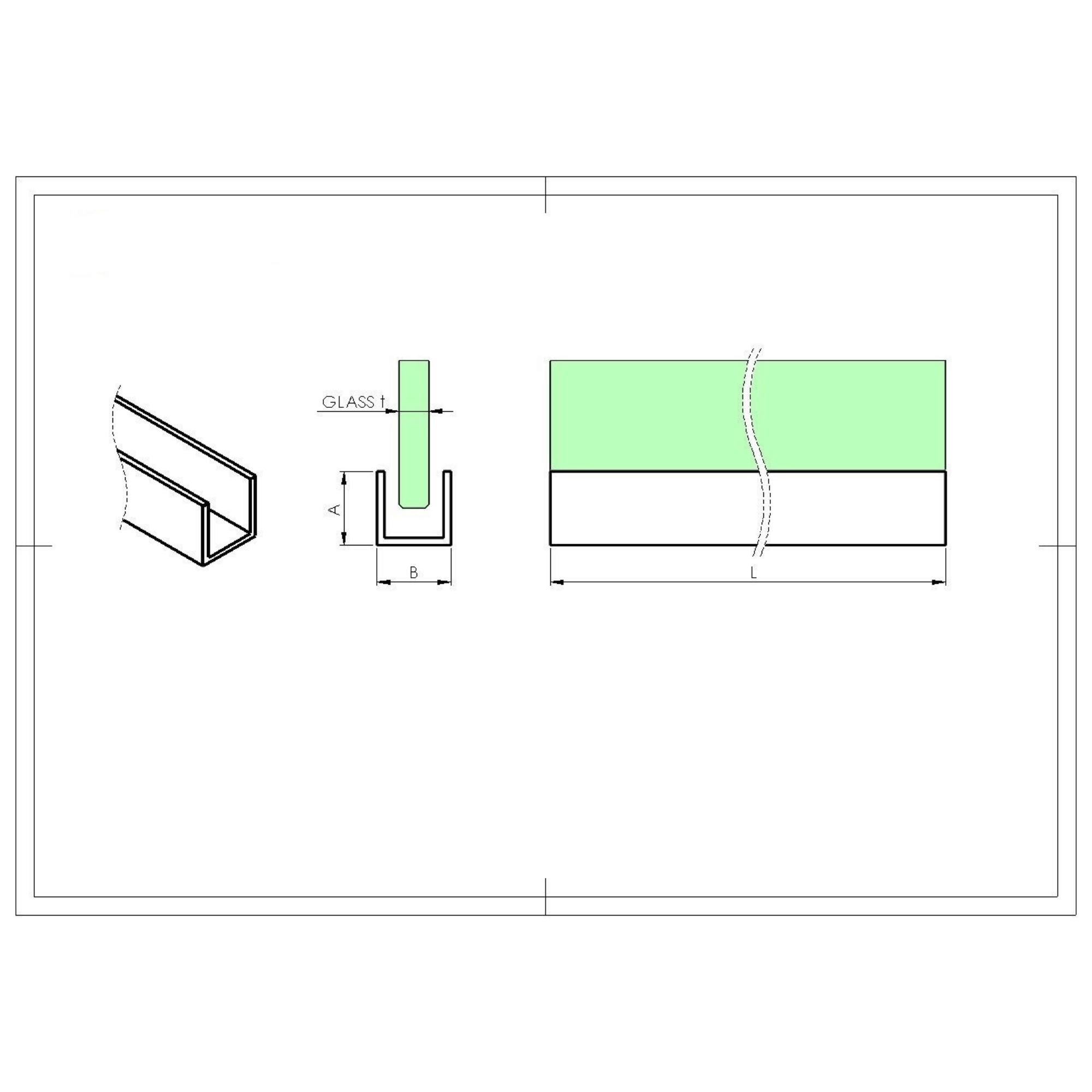 U-Profil Aluminium 20 x 12 x 2-0 mm fuer 8 mm Glas L=3000 mm Edelstahloptik-89-11GSALZP2012PCR-A.4
