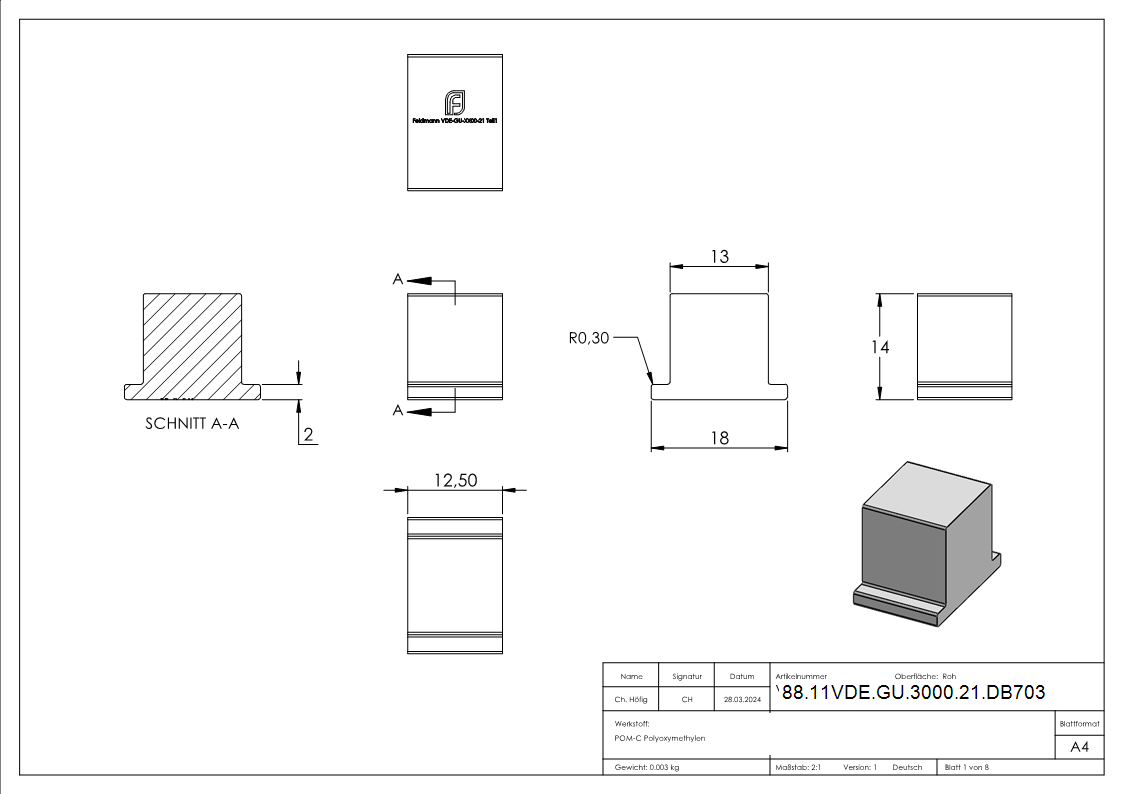 Montage-Set Glas 21-52mm eleganza canopy- fuer L- 3-000m-88-11VDE-GU-3000-21.DB703