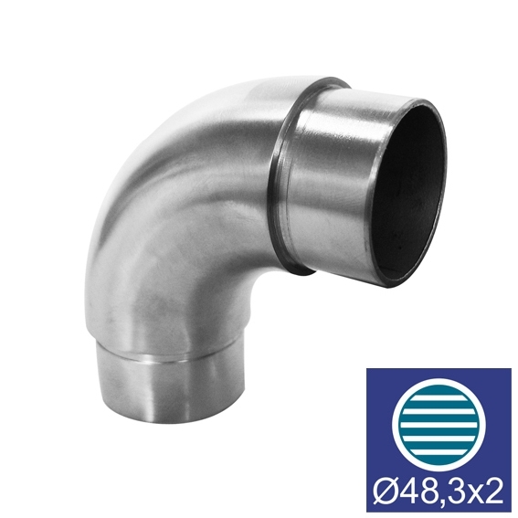 Rohrbogen 90° Edelstahl AISI 304 D48-3x2-0 mm geschliffen-89-11A0305248-A.4