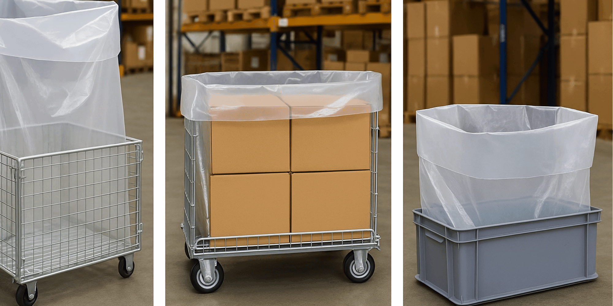 40x Container Inliner 2500 Liter 90my Transparent - XXL Abdeckhaube fuer Paletten - Industrie Qualitaet-1SFB1250-850X210090