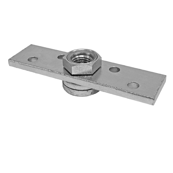 Anschraubplatte Stahl verzinkt 150 x 25 x 6 mm mit Gelenk M12 fuer Torbaender-89-11H48M12-A.4