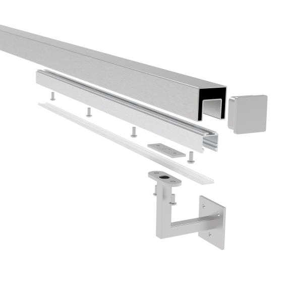 Handlauf Set V2A 40 x 40 x 1-5 mm 5000 mm mit LED-Beleuchtung geschliffen-89.A6920040LED5000S1