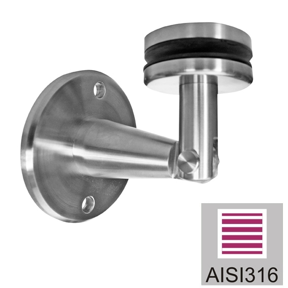 Vordachhalterung unten Edelstahl AISI 316 verstellbar fuer Glas-89-11A1412070R-A.4