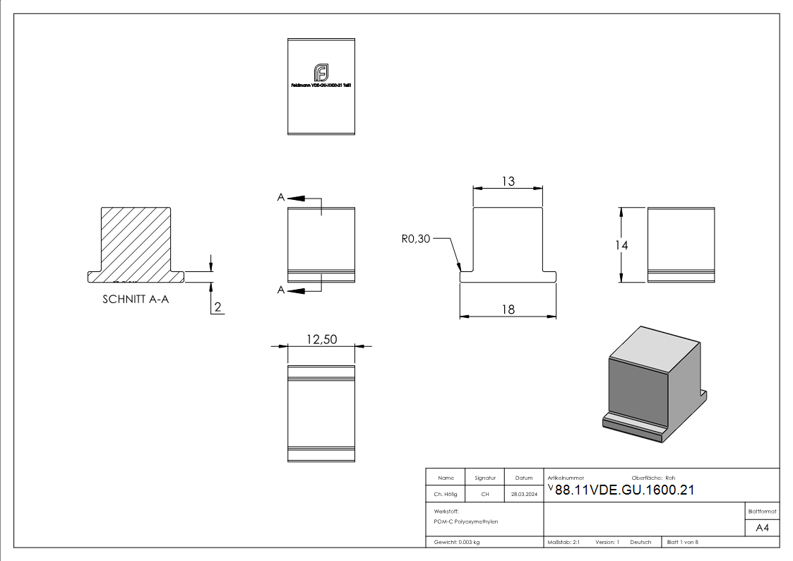 Montage-Set Glas 21-52mm eleganza canopy- for L=1600mm-88-11VDE-GU-1600.21