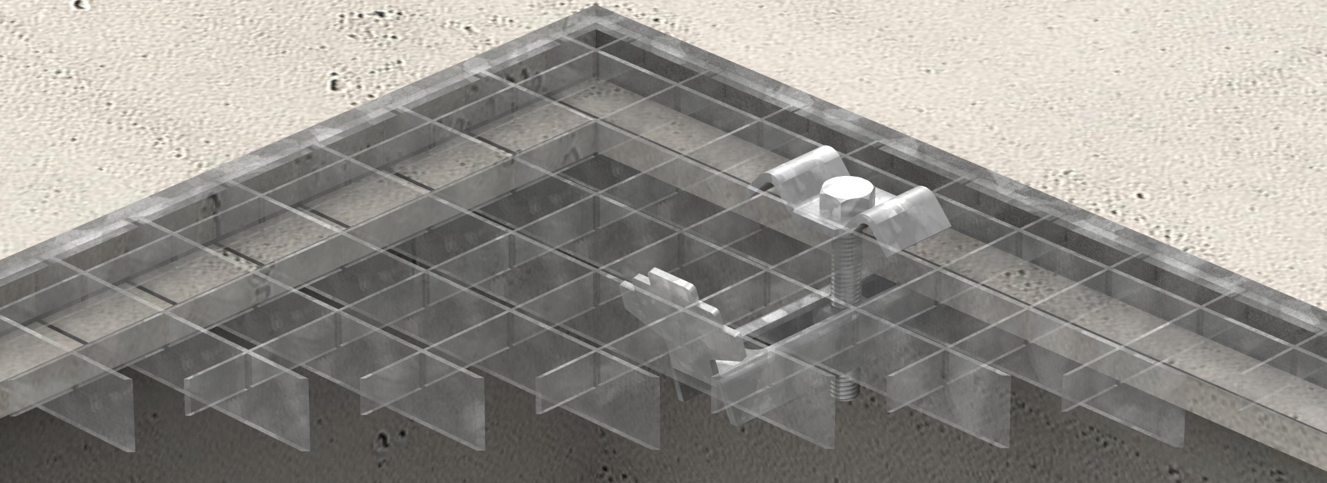 Gitterrostklemme fuer Rosthoehe 40-50 mm MW 30-30 mm V2A-26-KLEMME0180.4